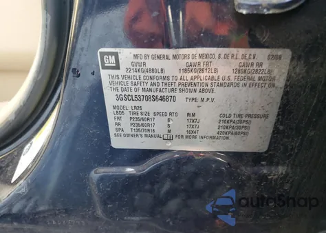 2008 Saturn Vue Xr z USA, uszkodzony, nr VIN 3GSCL53708S646870